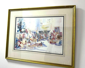 Vintage Framed Watercolor Antiques & Carpets Print By Spencer W Tart 290/750