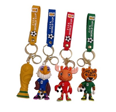 FIFA World Cup 2026 Mascot Keychain Cute Cartoon Soccer Key Ring