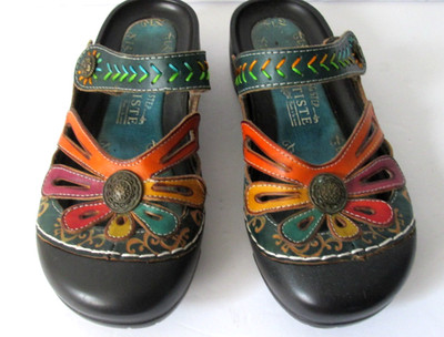 Spring Step L'Artiste Copa Leather Slides Clogs EUR 37 US 6.5 Multicolor