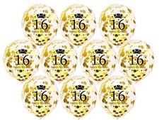 16th Birthday Party Balloons Latex Decoration Age 16 Balloon Gold x10 Pieces