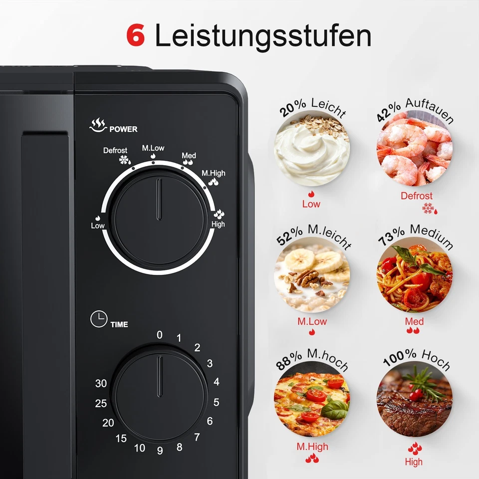 Galanz Mikrowelle 20L 5 Stufen Micro Wave Mini Backofen Kleine Mikrowelle 700W - Bild 2 von 4