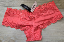 NWT Vintage Victoria's Secret Orange Silky Smooth Lace Cheeky Panties Bow XS