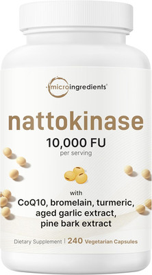 Nattokinase 10,000 FU per Serving (Natural Natto Extract), 240 Vegetarian Capsul