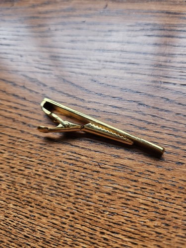Vintage Gold & Silver Tone Gents Tie Clip Bar Ideal Gift - Picture 3 of 4
