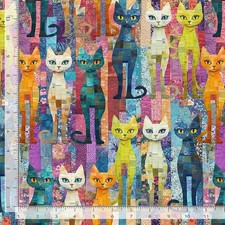 Sophisticat Fabric Packed Quilt Cats Print Multi Timeless Treasures YARD