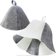 2 Pack Sauna Hat Polished Wool for Cap One Size, White