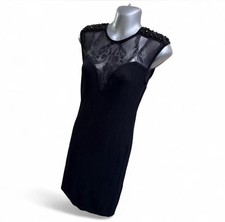 Guess Sexy Black Mesh Lace Beaded Sequin Body-Con Cocktail Club Dress Small S