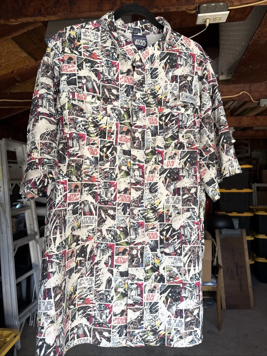 Camisa de manga corta para hombre 2XL Columbia PFG Star Wars Super Tamiami Chewbacca R2D2