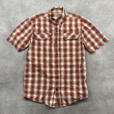 Carhartt Force Work Shirt Mens Small Plaid Check Workwear Button-Up, Red