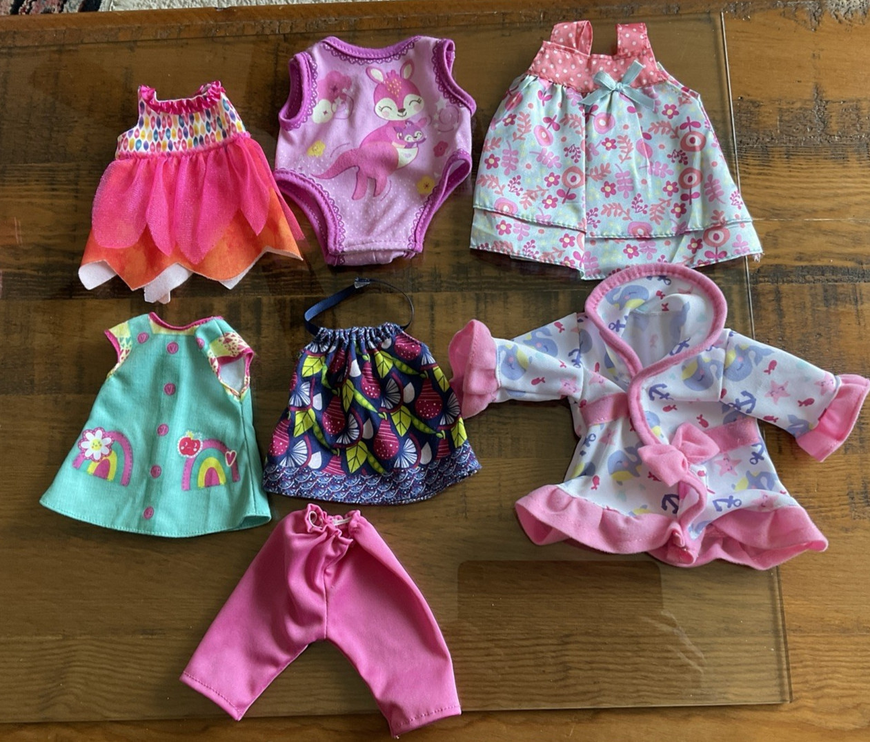 Baby Alive Doll Clothes Lot Of 7 Mixed Sizes Romper Robe Pan