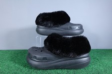 Crocs Slipper Clog Shoes Womens Size 6 Black Faux Fur Lined Comfort 208446