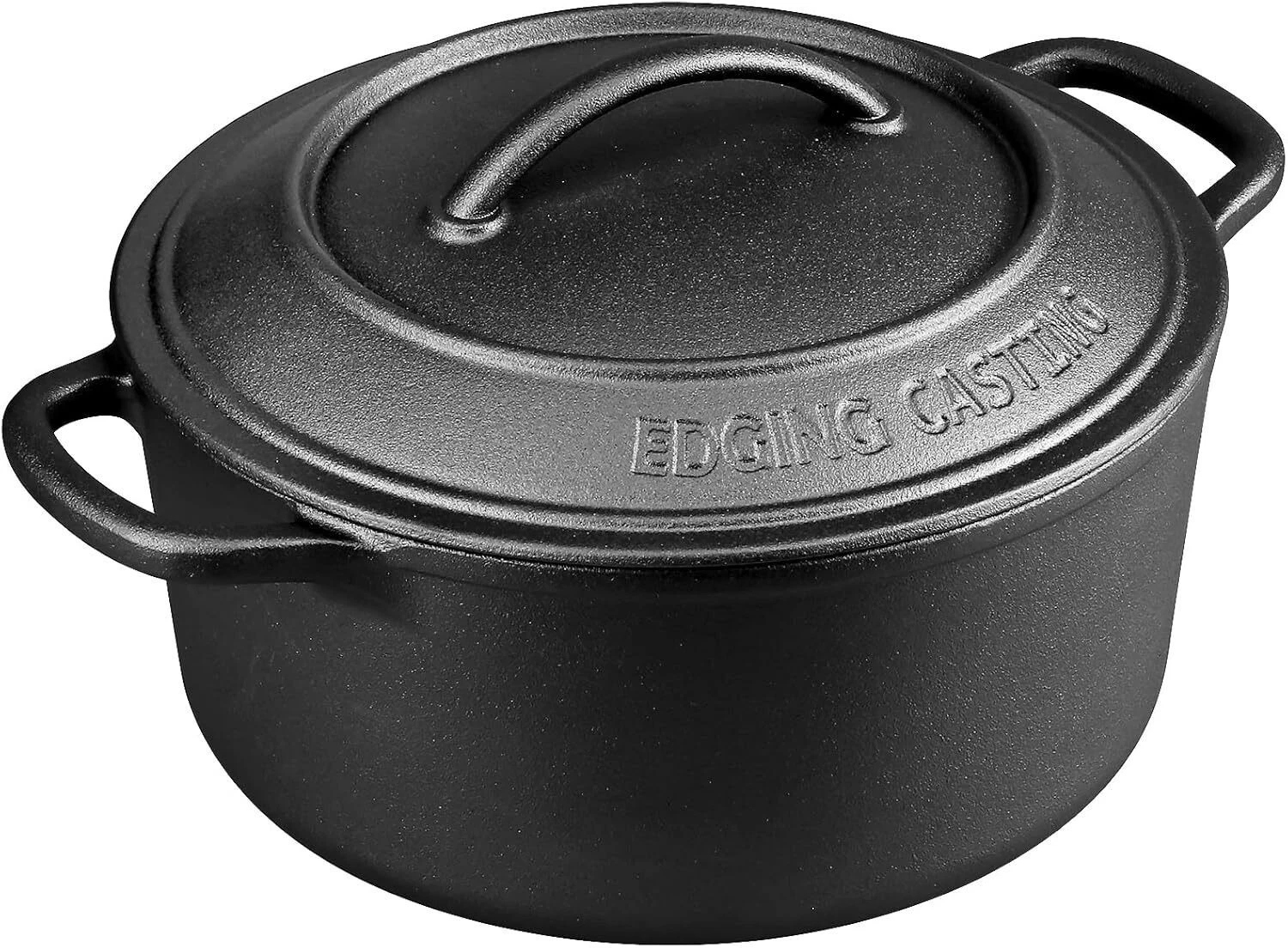 Pre-Seasoned Cast Iron Dutch Oven Pot with Lid Dual Handle Round 5 Quart Black