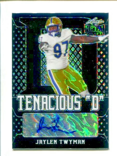 2021 Leaf Metal Draft Tenacious D Black Marble TD-JT1 Jaylen Twyman /15 Auto 🏈