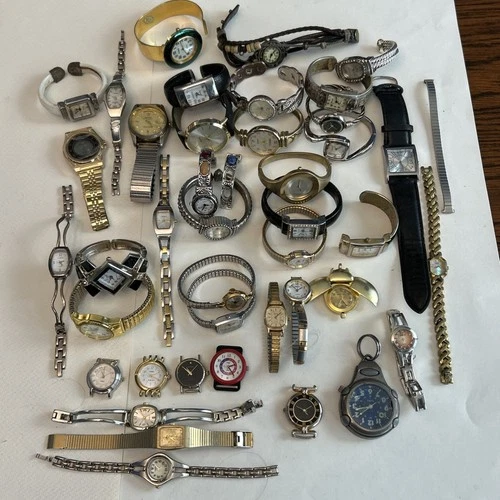 Vintage Watch Lot Sold As Is For Parts Repair Geneva Pulsar Timex Huge Lot
