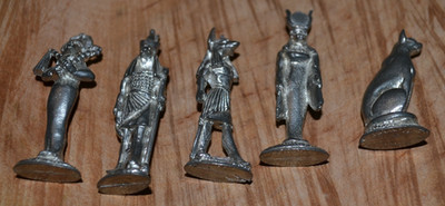 5er Set Ägyptischer Gott Silber Zinn Figuren 4 - 4,5 cm