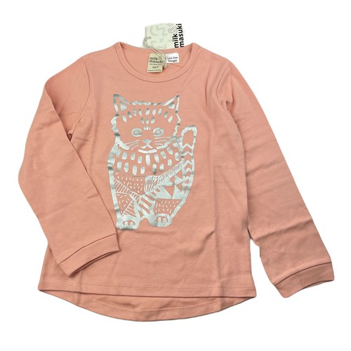 Girls size 5, Milk & Masuki, organic cotton long sleeve top, cat, NEW - Picture 1 of 6