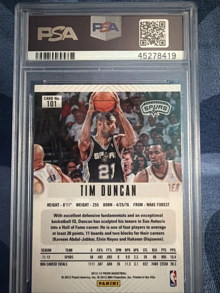 Panini Prizm Tim Duncan 2012-13. #101. PSA GEM 9 Foto 2 de 2
