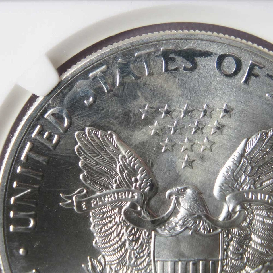 2017 $1 1-oz American Silver Eagle NGC MS69 Mint Error Obverse Strike Thru - Image 2 of 3