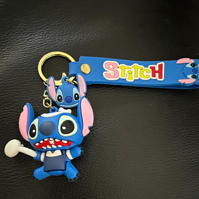 Disney Lilo & Stitch Stitch Schlüsselanhänger mit blauem Band & Gummi-Anhänger