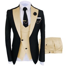Men s Formal Wedding Suit Set with Vest Pants Elegant Groom Outfit