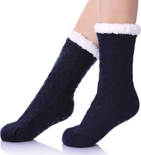 Women's Winter Super Soft Warm Cozy Fleece Lined Fuzzy Slipper Socks with Grippe