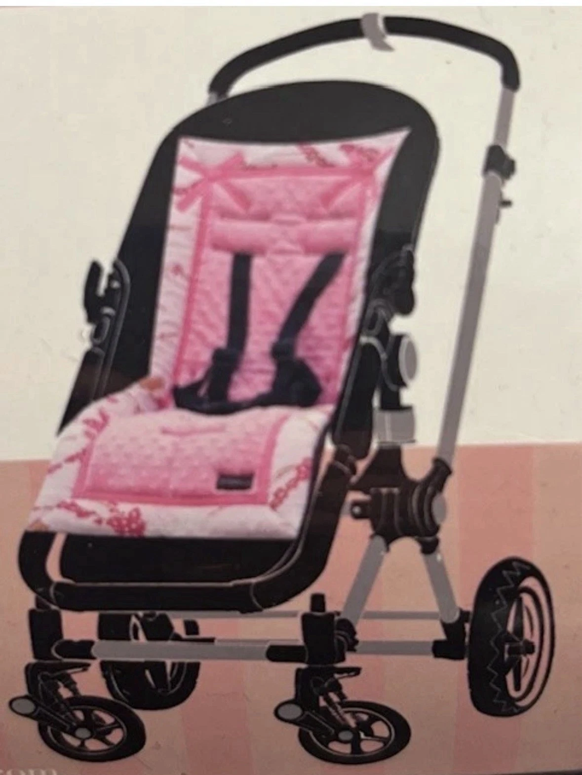 Boutique Stroller Liner Pink Reversible, Thick Adjustable pad - matching bib set
Opens in a new wind