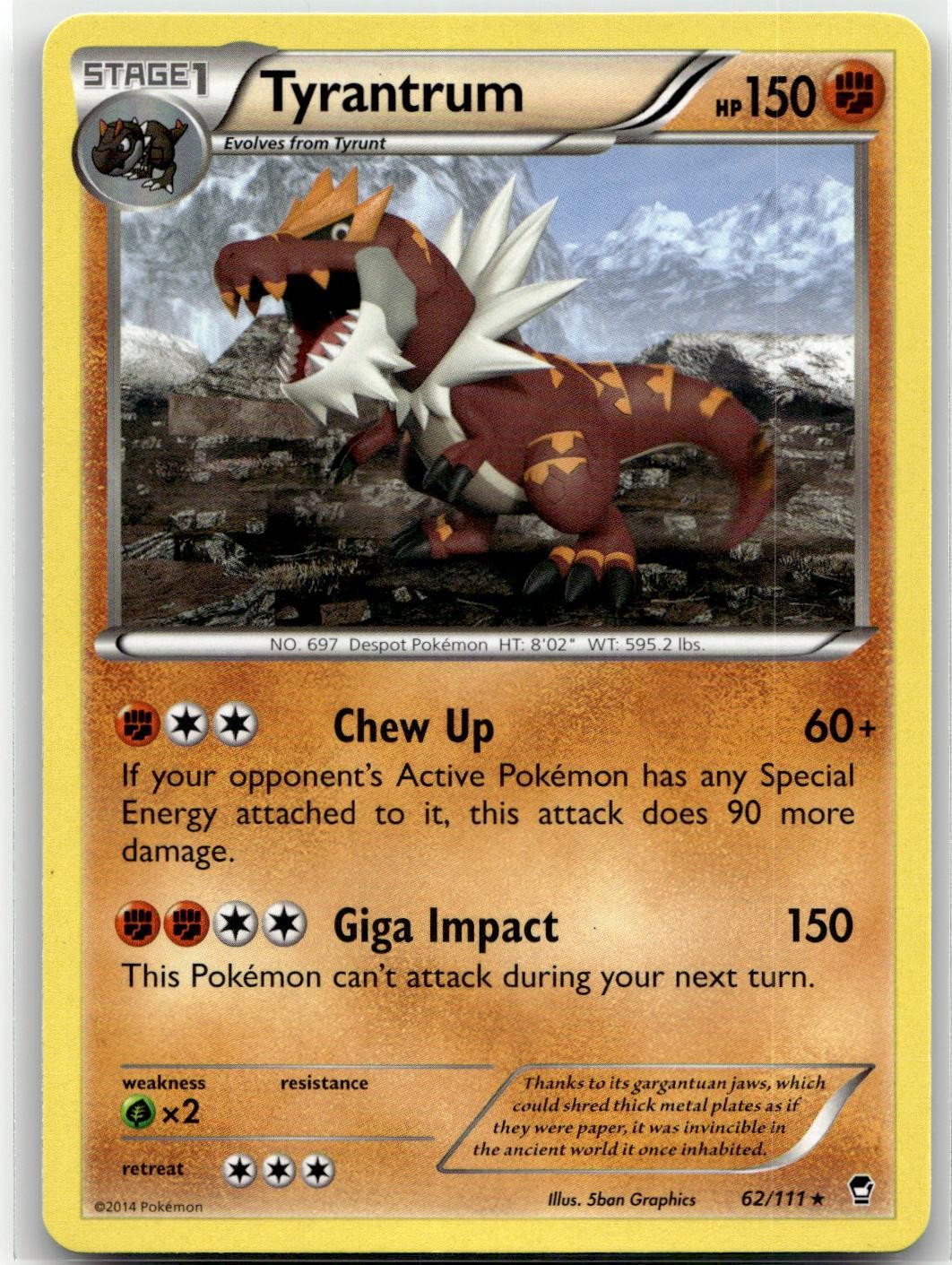 Tyrantrum 62/111 Rare Furious Fists Pokemon LP
