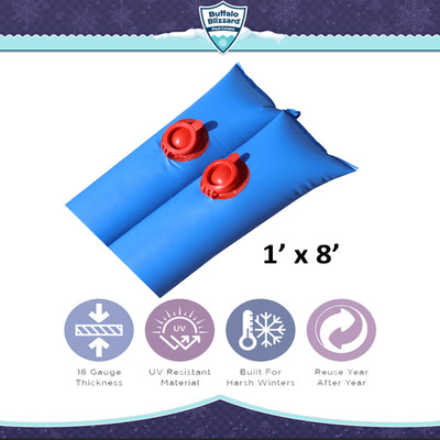 Buffalo Blizzard 1' x 8' Water Tubes 18 Gauge For Winter Pool Covers - 16 Pack