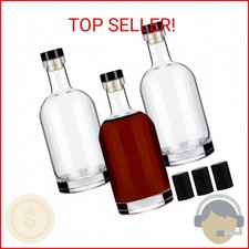 Liengoron 3PCS 750ML/25oz Wine Bottles Clear Glass Bottles with Lids
