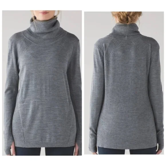 Suéter Lululemon Sweat And Savasana Gris Jaspeado Lana Merino Talla 8 Foto 3 de 4