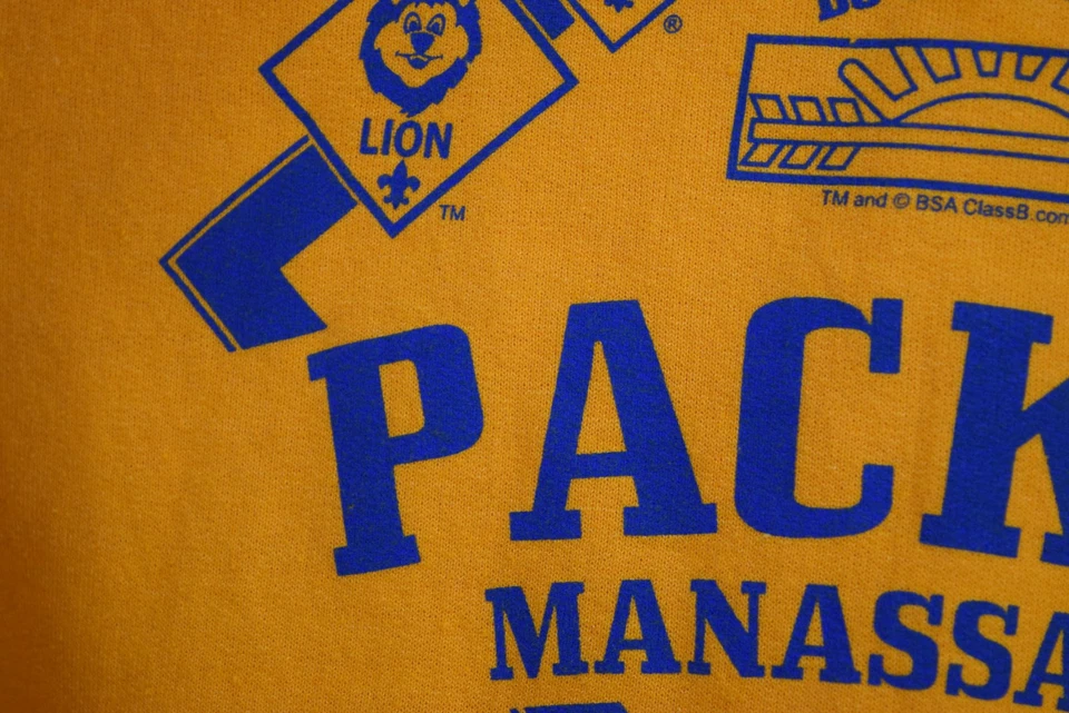 Boy Cub Scout PACK 35 MANASSAS VA Hoodie Sweatshirt MENS XL Yellow Lion Tiger - Image 3 of 4