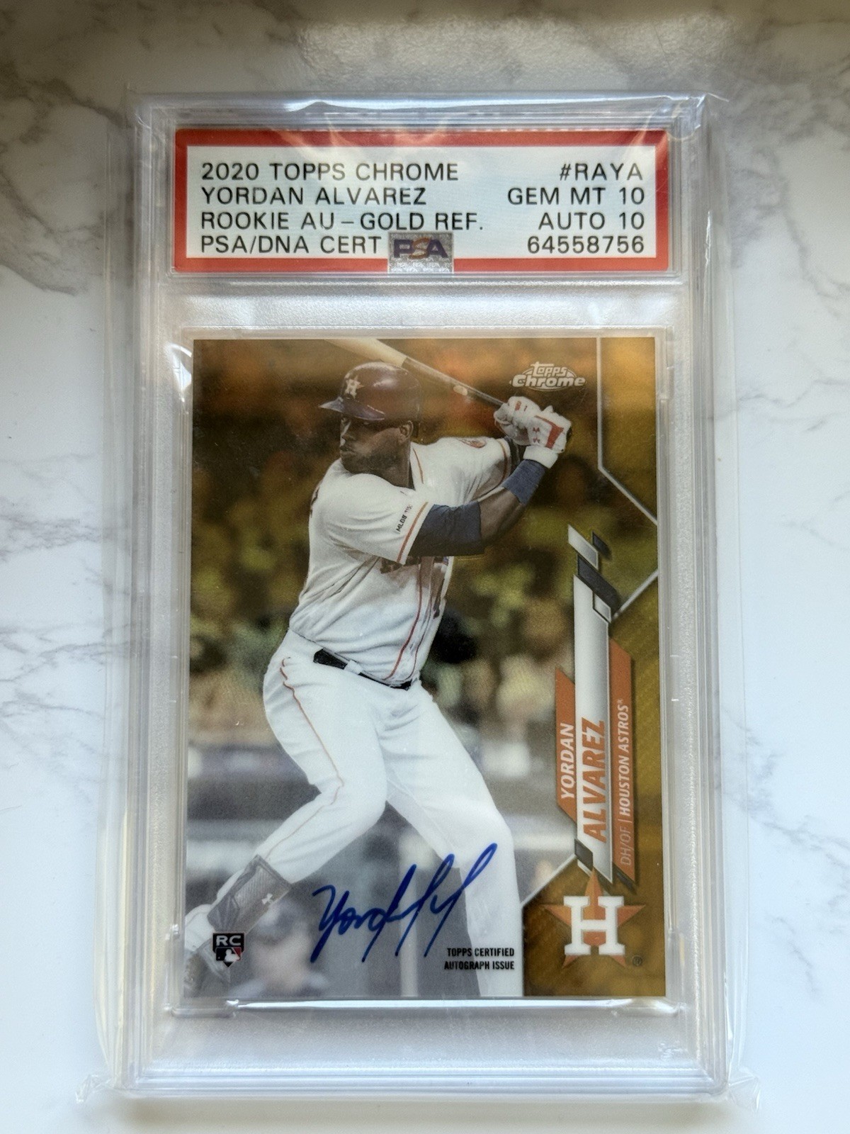 2020 Topps Chrome Yordan Alvarez Gold Refractor Auto RC /50 GEM MINT PSA 10