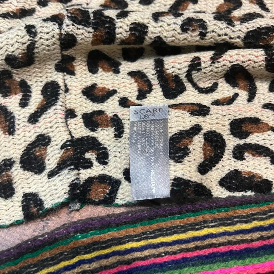 Bufanda D&Y | Bufanda infinita reversible de leopardo o rayas coloridas para mujer Foto 4 de 4