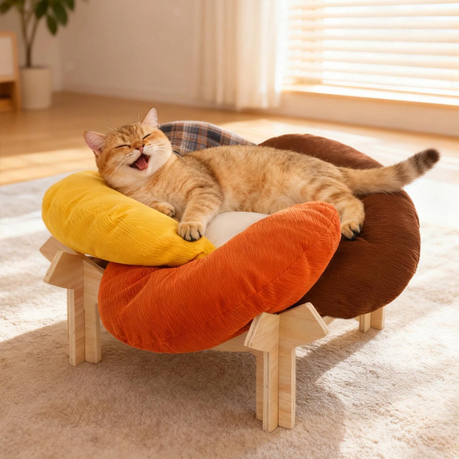 Elevated Flower Cat Bed Pet Chair Sleek for Small Dog Kitten Elegant Aesthetic