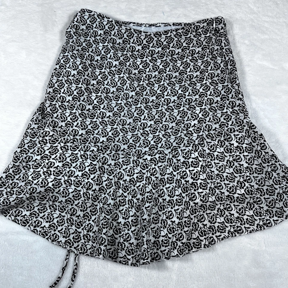 A.L.C. Ray цветочный мини юбка шелк собранными в Рюш оборки черный белый размер 2 старые деньги Y2K - Изображение 4 из 4