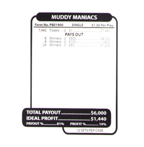 Pull Tab - Jar - Tickets Game - Muddy Maniacs 7440ct - Picture 2 of 2