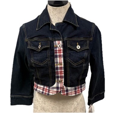 Baby Phat Cropped Women's Denim Jean Jacket Embroidered Varsity Girl New Large