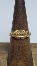 Antique Chester England 18k Yellow Gold 5 Rough Rose Cut Diamond Ring Size 7