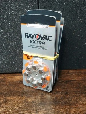 40 Rayovac Extra Mercury Free Hearing Aid Batteries Size: 13  13AE-8A