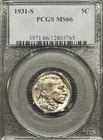 1931-S BUFFALO NICKEL PCGS MS66