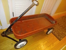  SUPER RADIO FLYER Red Wagon Works Well 1950-1960s