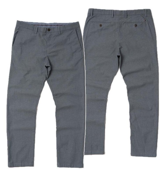 Men Tommy Hilfiger Trousers Grey Cotton 34 / L /
