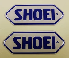 SHOEI stickers - decals - 2 x WHITE High Gloss Gel Finish - 43mm - Motorcycling