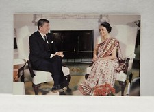 President Reagan & India's Prime Minister Indira Gandhi Vtg Postcard Unposted