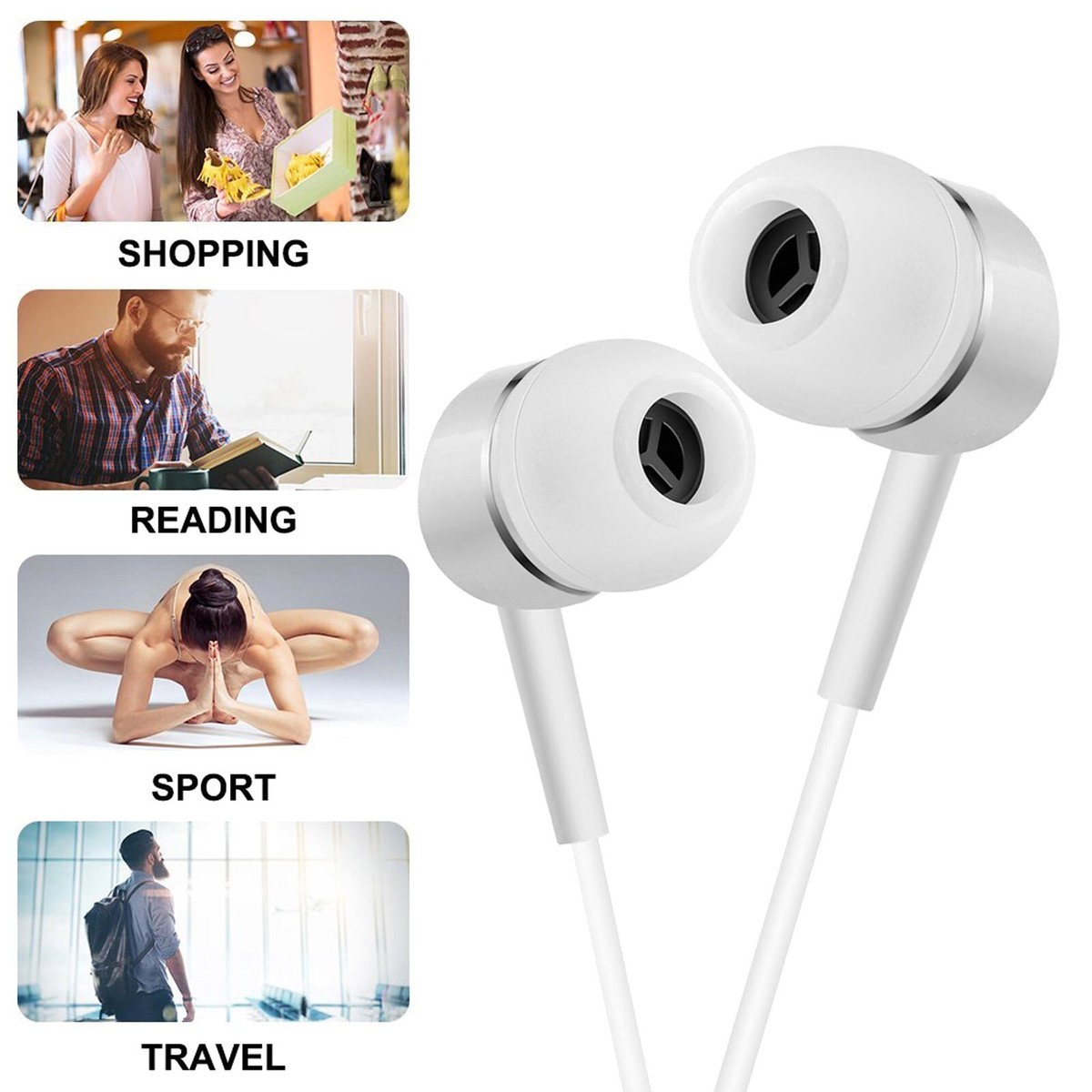 Noise Isolating In-Ear Headphones Wired Earbuds for iPhone/Samsung,  Port