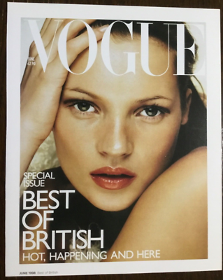 2000 KATE MOSS ON VOGUE COVER PAGE/POSTER Approx Size = (8” x 6