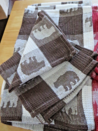 Kitchen Towel Set ~ Woodland Creek ~ 15 Pieces Cotton Waffle Weave Checked - Picture 2 of 7