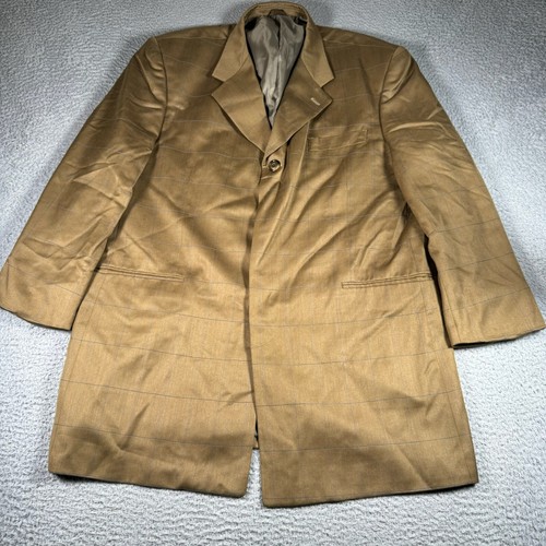 Giorgio Brutini Suit Sport Coat Blazer Men 44 Brown One Button Overcoat Business