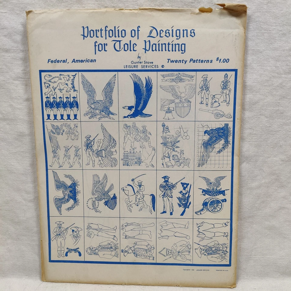 Rare 1940s Portfolio of Designs for Tole Painting 20 FEDERAL AMERICAN PATTERNS - Image 4 of 4