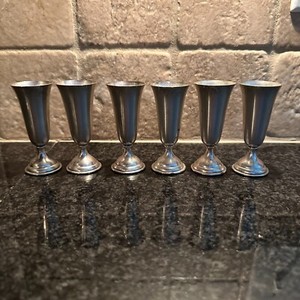 Vintage Set of 6 Randahl Sterling Silver Cordial Cups 3" Shot Glasses #14 Vtg MC